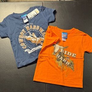 Cowboy Hardware Short Sleeve Tees - Blue and Orange